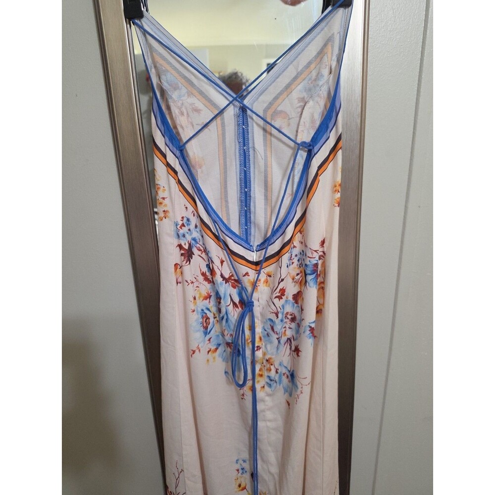 Commense Floral Button-Front V-Neck Maxi Dress – Sleeveless with Contrast Trim – - Picture 5 of 8